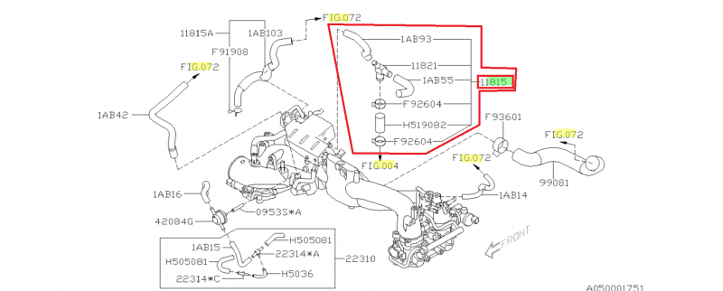 SUBARU Kit Durite Reniflard Du Bas Moteur PCV WRX et STI 2006-2014