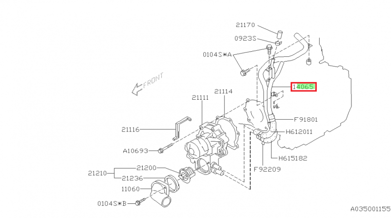 SUBARU Conduit Rigide Eau WRX Et STI 2005-2007
