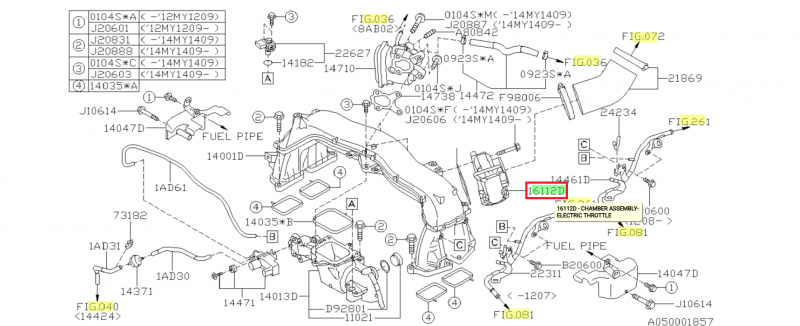 SUBARU Boîtier Papillon Admission Des EE20 IMPREZA WRX Diesel 2008-2011