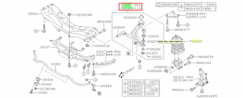 SUBARU Authentique Triangle Bras Suspension STI 2015-2021