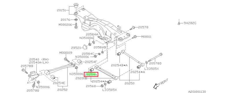 SUBARU Silent Bloc Tirant Arrière Intérieur SUBARU IMPREZA GT 1993-2000 et WRX / STI 2001-2007