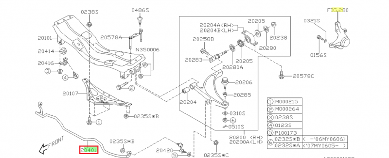 SUBARU Barre Stabilisatrice Avant Origine IMPREZA STI 2005-2006