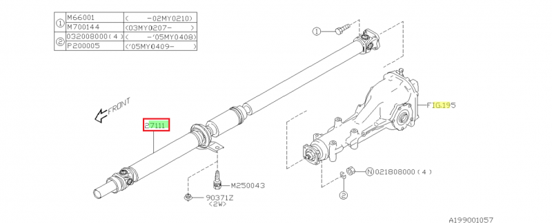 SUBARU Arbre De Transmission STI 2004-2007 DCCD