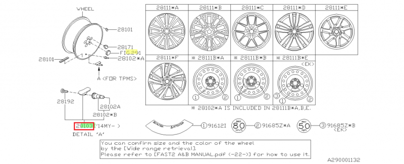 SUBARU CAPTEUR DE PRESSION ROUE IMPREZA STI 2015-2018