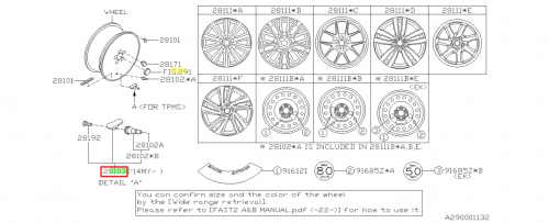 SUBARU CAPTEUR DE PRESSION ROUE IMPREZA STI 2015-2018