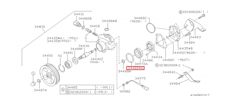 SUBARU Joint Torique De La Pompe Direction Assistée GT 1993-2000