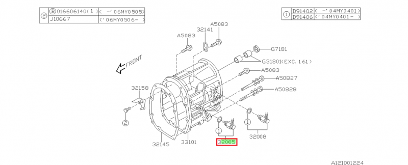 SUBARU Contacteur De Marche Arrière GT 1993-2000 et WRX et STI 2001-2002