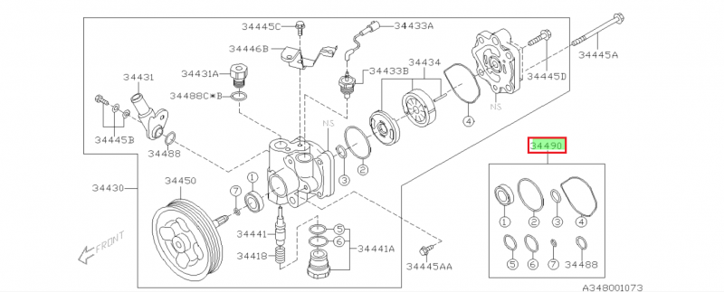 SUBARU Kit Réparation Origine De Pompe Direction Assistée IMPREZA WRX et STI 2001-2002