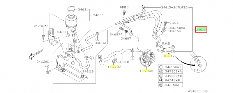 SUBARU Kit Flexible Durite Direction Assistée IMPREZA WRX et STI 2001-2002