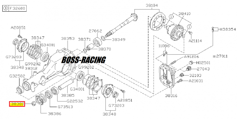 SUBARU Écrou De Verrouillage De Pont Arrière IMPREZA GT 1993-2000 WRX STI 2001-2007