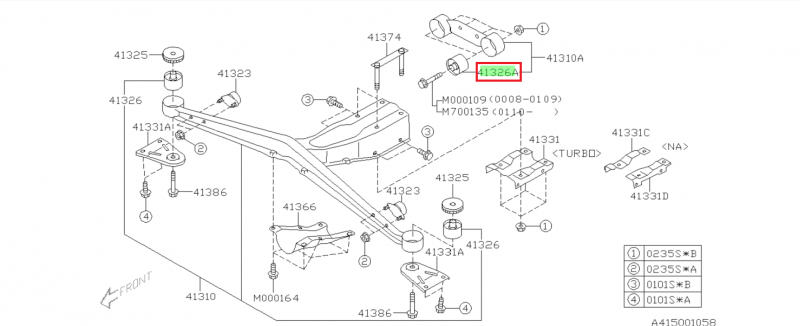 SUBARU Silent Bloc Origine De Support Différentiel Arrière WRX 2001-2007 Et STI 2001-2004