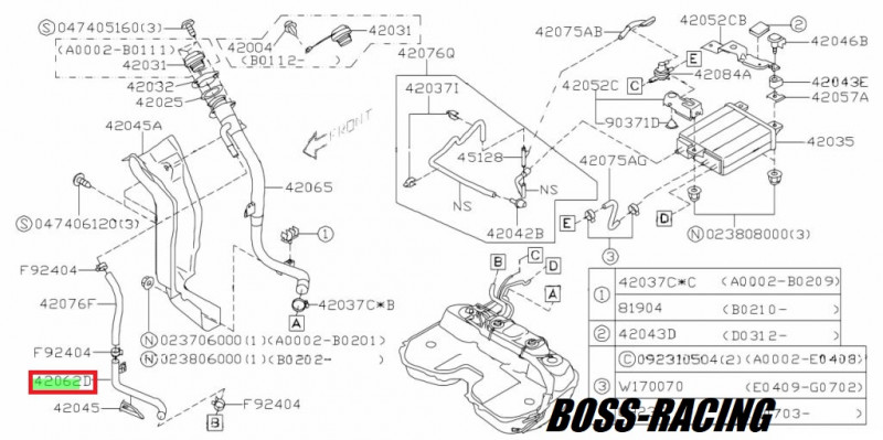 SUBARU Durite Inférieur De Retour Goulotte Remplissage Carburant WRX et STI 2001-2007