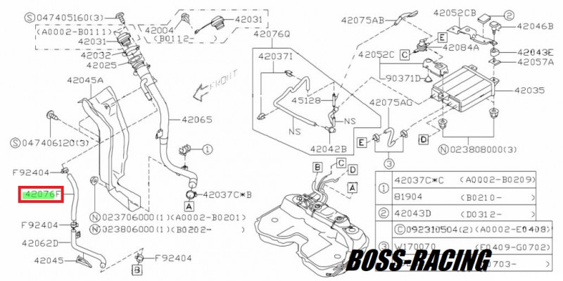 SUBARU Durite Supérieur De Retour Goulotte Remplissage Carburant WRX et STI 2001-2007
