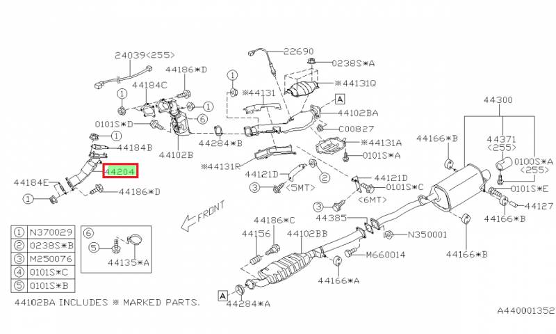 SUBARU Up Pipe Echappement Origine GT 1993-2000