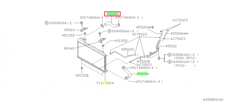 SUBARU Authentique Durite Supérieur De Radiateur Eau IMPREZA GT 1993-2000
