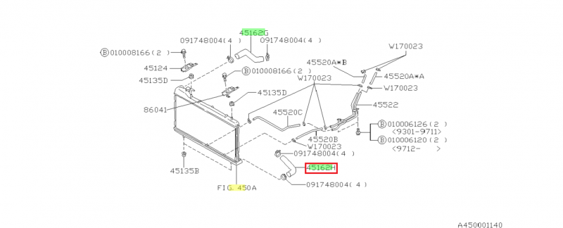 SUBARU Authentique Durite Inférieur De Radiateur Eau IMPREZA GT 1993-2000