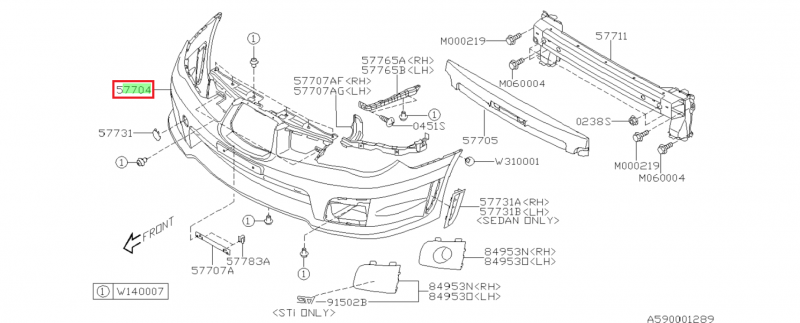 SUBARU Pare Choc Avant Origine WRX Et STI 2006-2007