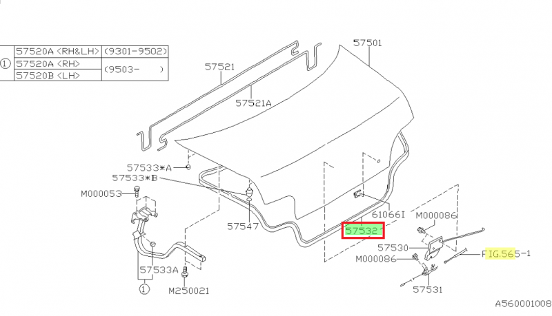 SUBARU Joint Malle De Coffre IMPREZA GT 1993-2000