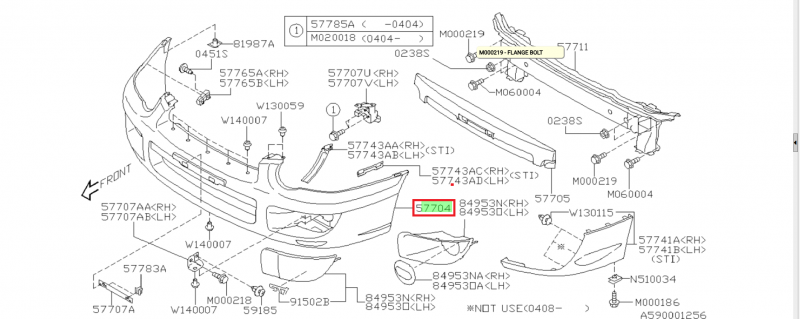SUBARU Pare Choc Avant Origine STI 2003-2005