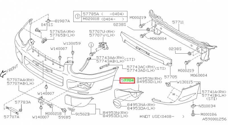 SUBARU Pare Choc Avant Origine WRX et STI 2001-2002