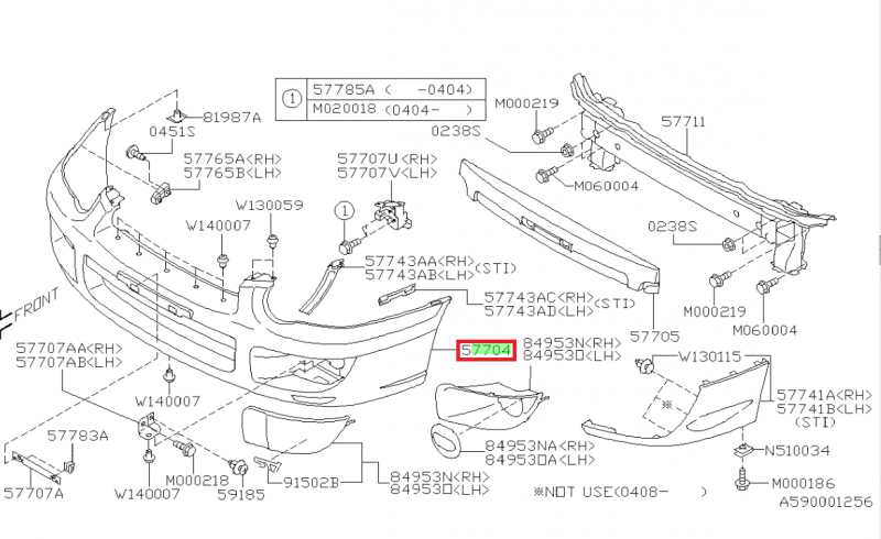 SUBARU Pare Choc Avant Origine WRX Break 2003-2005