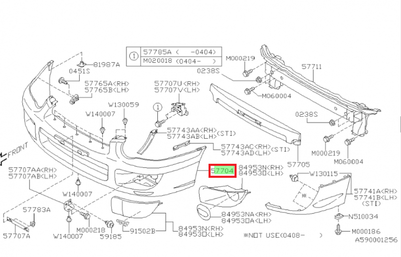 SUBARU Bouclier Pare Choc Avant Origine WRX 2003-2005