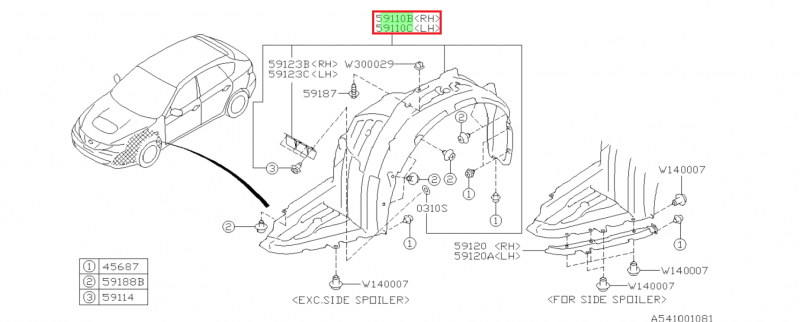 SUBARU Pare Boue Avant IMPREZA 2.0TD et WRX 2008-2011