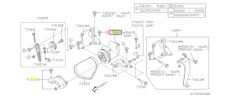 SUBARU Compresseur De Climatisation Origine Pour Les IMPREZA WRX Et STI 2003-2007