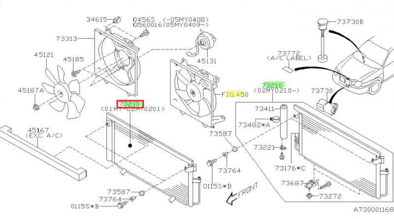 SUBARU Condenseur Climatisation Origine IMPREZA WRX et STI 2003-2005