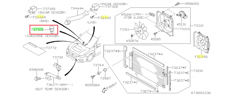 SUBARU Capteur De Charge Solaire Des FORESTER 2014 et WRX et STI 2008-2019