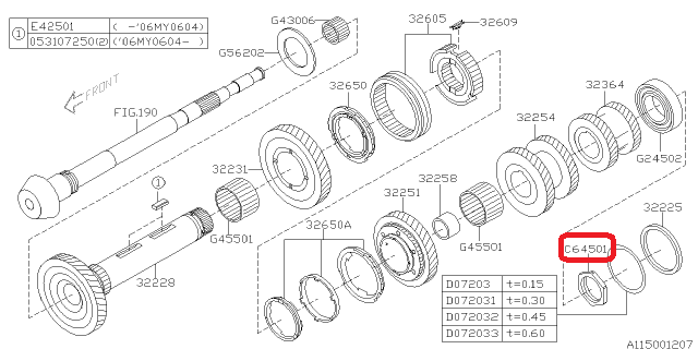 SUBARU Ecrou Arbre Secondaire Boite 6 Des IMPREZA STI 2001-2015