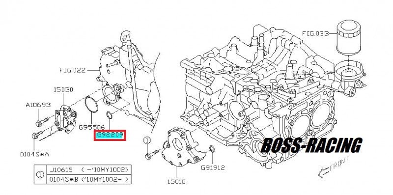 SUBARU JOINT TORIQUE G92209 CARTER DISTRIBUTION DIESEL EE20 2.0D