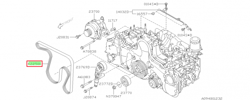 SUBARU Courroie Accessoires Impreza Legacy Forester 2.0 Turbo Diesel