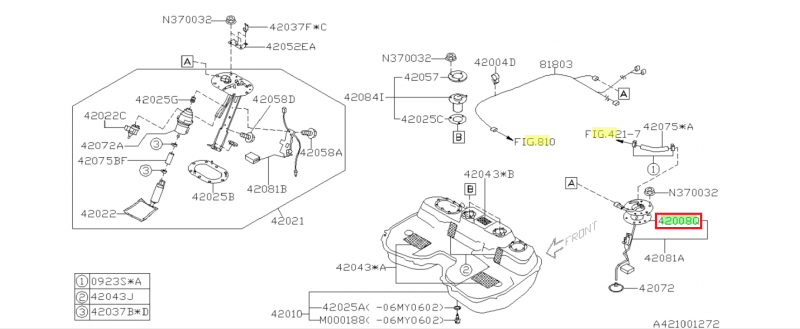SUBARU Joint De Trappe Réservoir Essence GT 93-00 WRX et STI 01-07