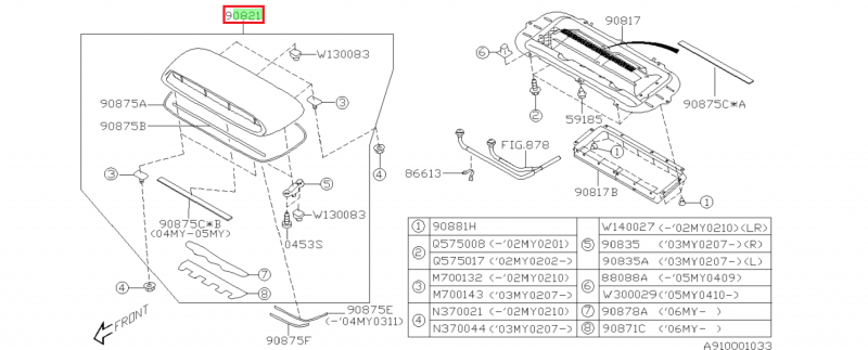SUBARU Écope Prise Air Origine IMPREZA WRX et STI 2006-2007