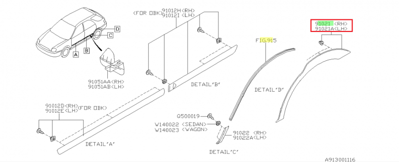 SUBARU Extension Aile Arrière Origine IMPREZA STI 2005-2007