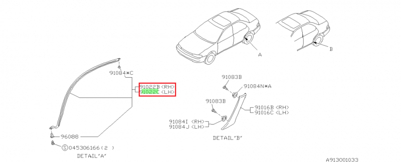 SUBARU Joint De Protection Aile Arrière GT 1993-2000