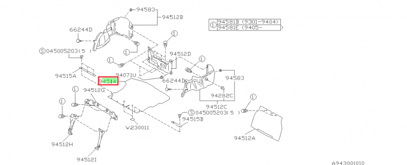SUBARU Tapis De Coffre Origine GT 1993-2000