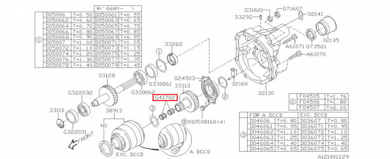 SUBARU Roulement A Aiguilles Boite De Transfert Origine Des IMPREZA STI 2001-2014