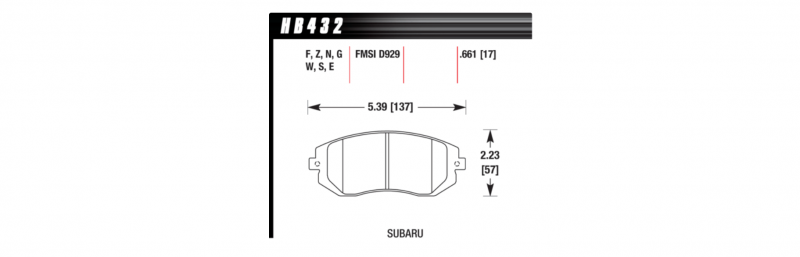 HAWK HP+ PLAQUETTE FREIN AVANT SUBARU IMPREZA WRX 08-11 / GT86 / BRZ / IMPREZA 2.0D / FORESTER / LEGACY / XV