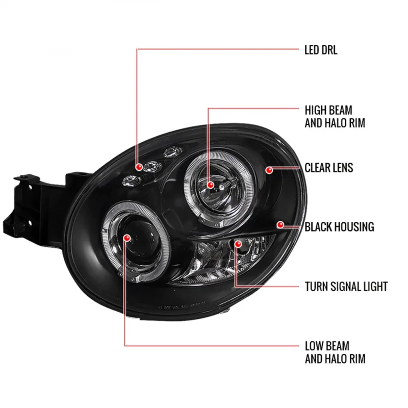 Paire Optique Phare Avant Noir Pour SUBARU IMPREZA WRX 2001-2002