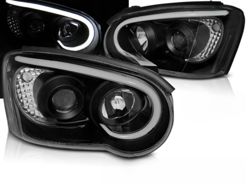 Paire Optique Phare Avant Fond Noir Pour SUBARU IMPREZA WRX Et STI 2003-2005