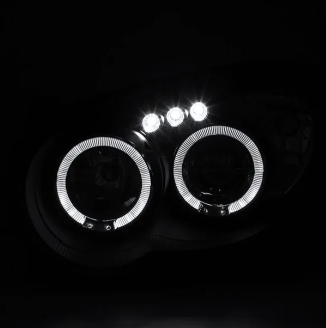 Paire Optique Phare Avant Noir Mat Double Halo Brillant Pour SUBARU IMPREZA WRX Et STI 2003-2005
