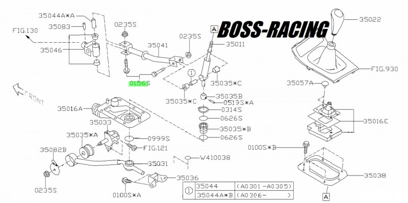 SUBARU BOULON DE LEVIER VITESSE DES BOITES IMPREZA WRX/STI 2001-2007