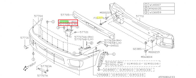 SUBARU Cache Latéral Ecope De Calandre WRX 2001-2002