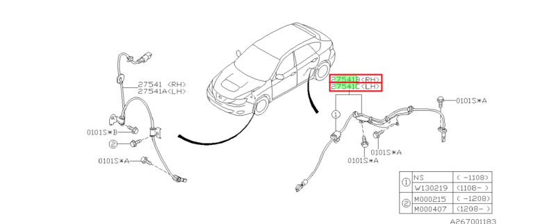 SUBARU Capteur ABS Arrière Origine IMPREZA WRX et STI 2008-2014