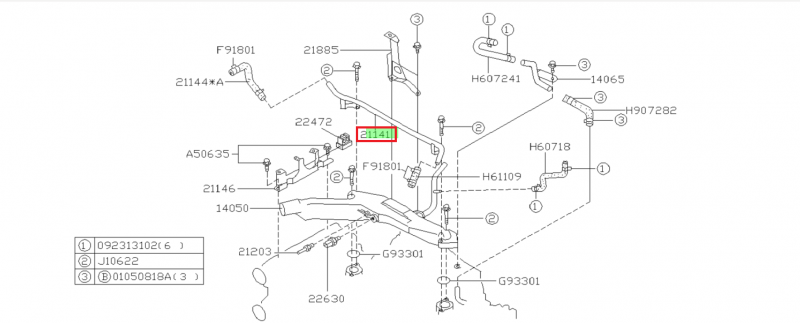 SUBARU Conduit Eau Circuit Du Vase Expansion GT 1997-2000