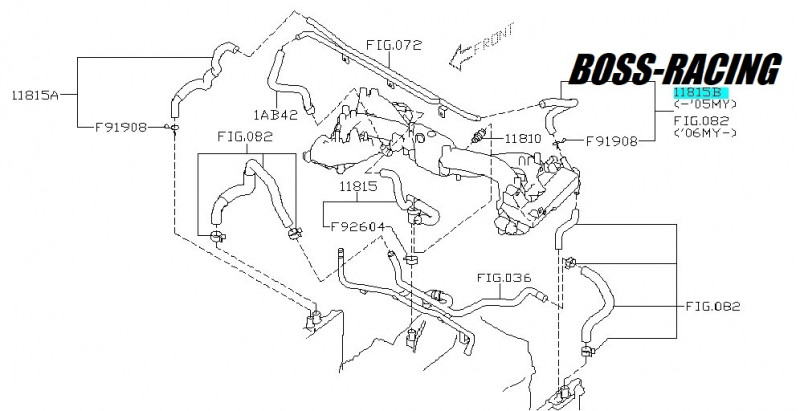 SUBARU Durite Reniflard PCV IMPREZA WRX et STI 2001-2005