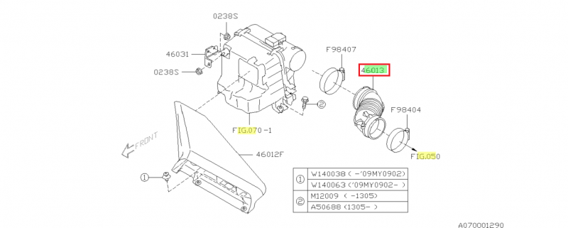 SUBARU Durite Admission Origine WRX et STI 2008-2014