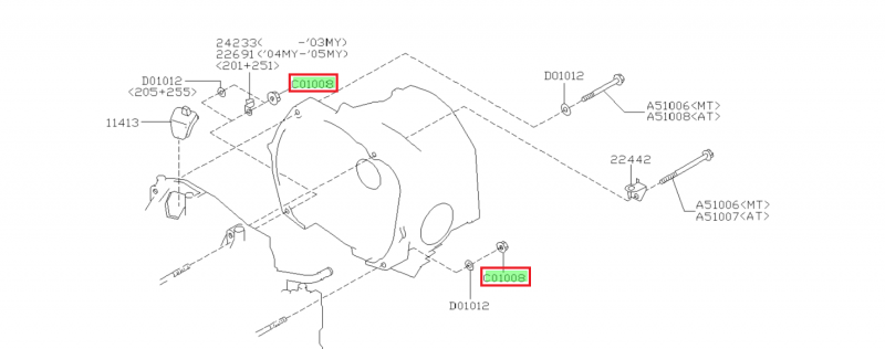 SUBARU Ecrou De Boîte Vitesses IMPREZA GT WRX STI